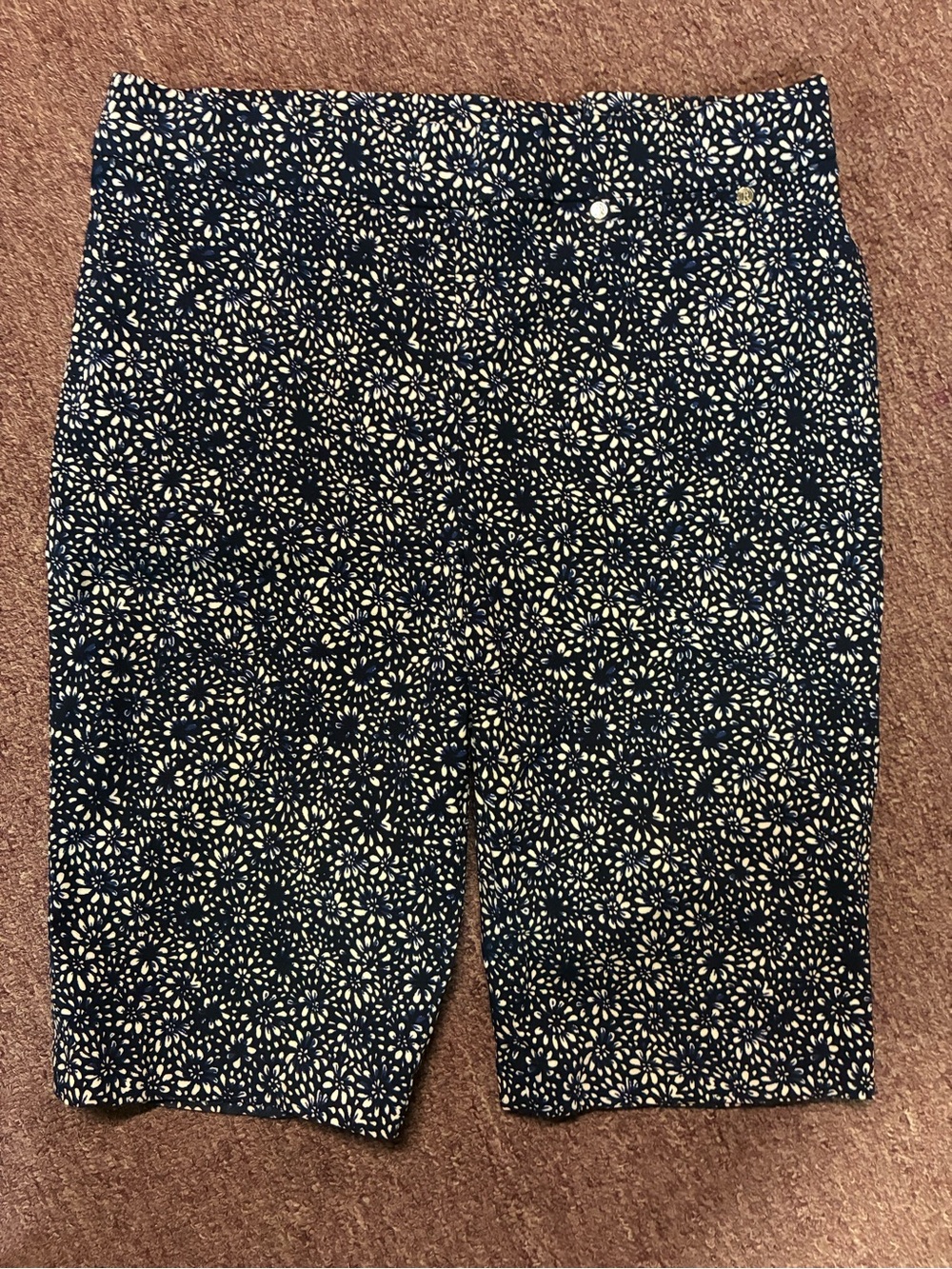 Rafaella Navy Shorts with White Floral Dot Print